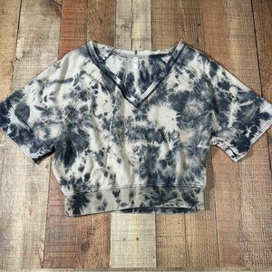Free People Movement Tie Dye Cropped V-Neck Top Ribbed Small Oversized Grunge